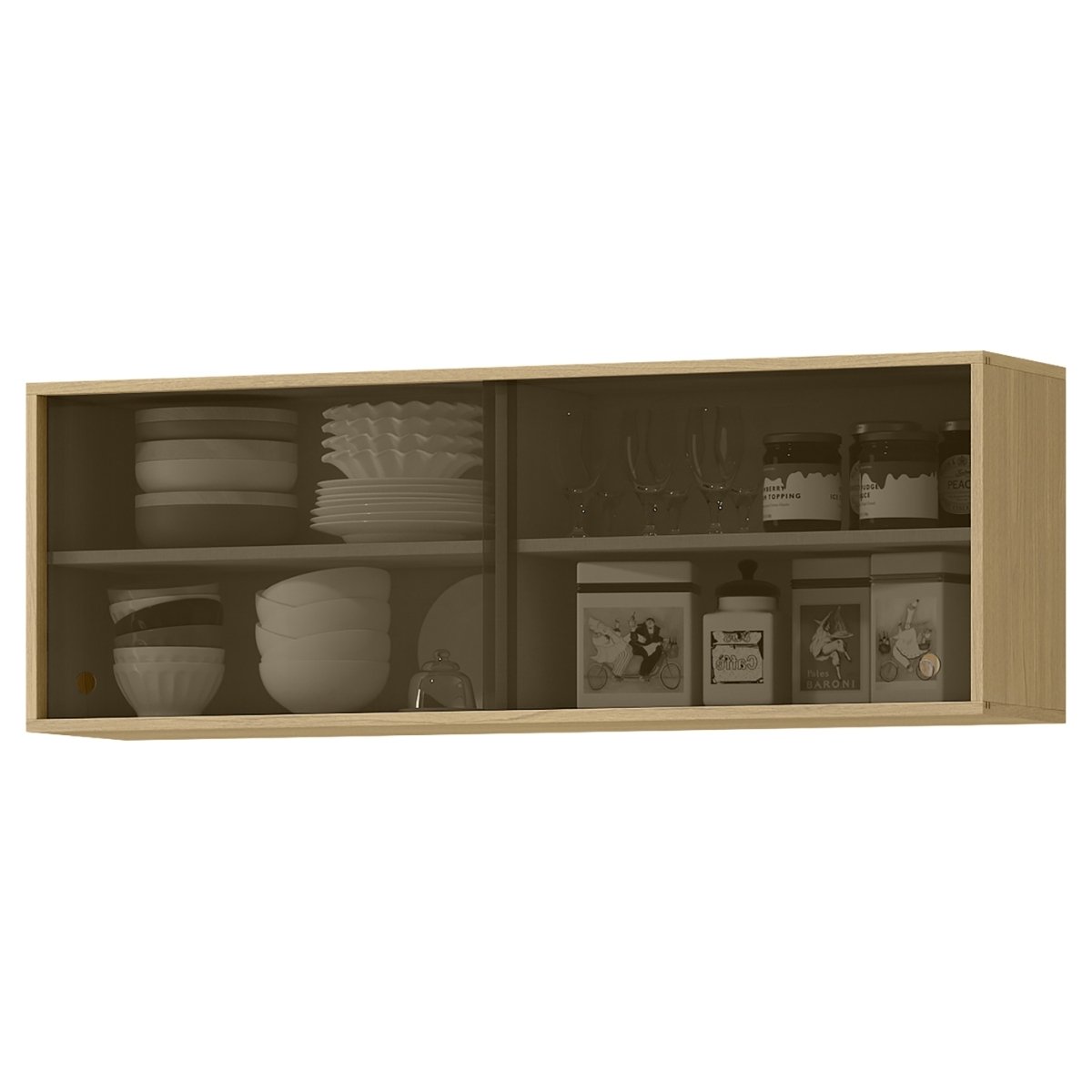 Módulo Aéreo Gabinete de Vidro para Cozinha 120cm - Glória Castanho