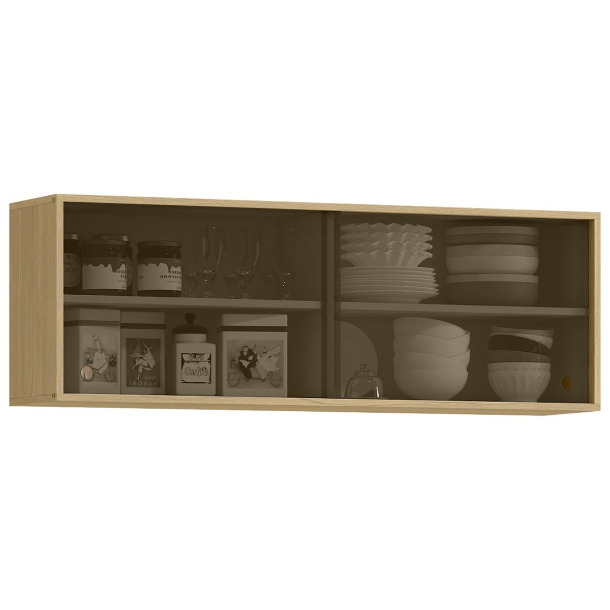 Módulo Aéreo Gabinete de Vidro para Cozinha 120cm - Glória Castanho