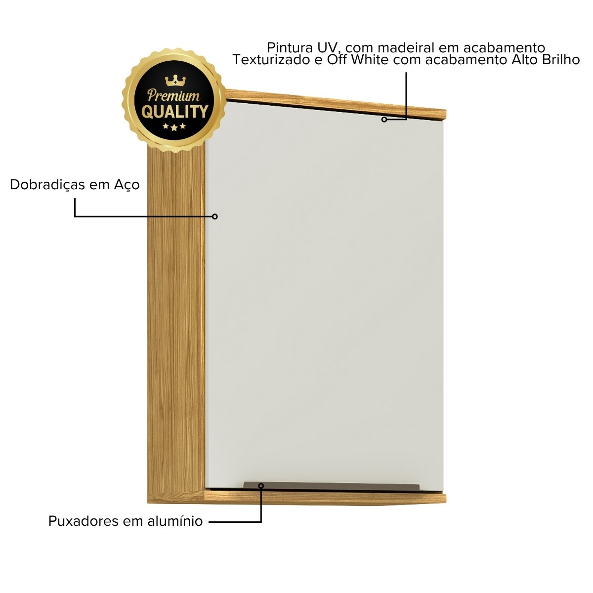 Módulo de Cozinha Aéreo Armário 1 Porta 40cm - Verace Marrocos/Off White