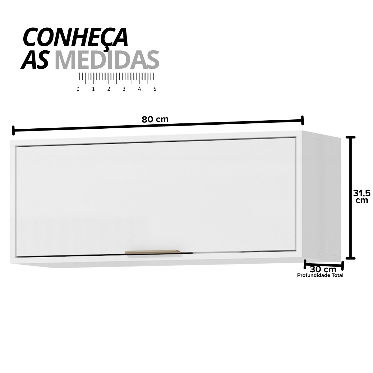 Módulo de Cozinha Aéreo Gabinete 1 Porta - Glória Branco Neve