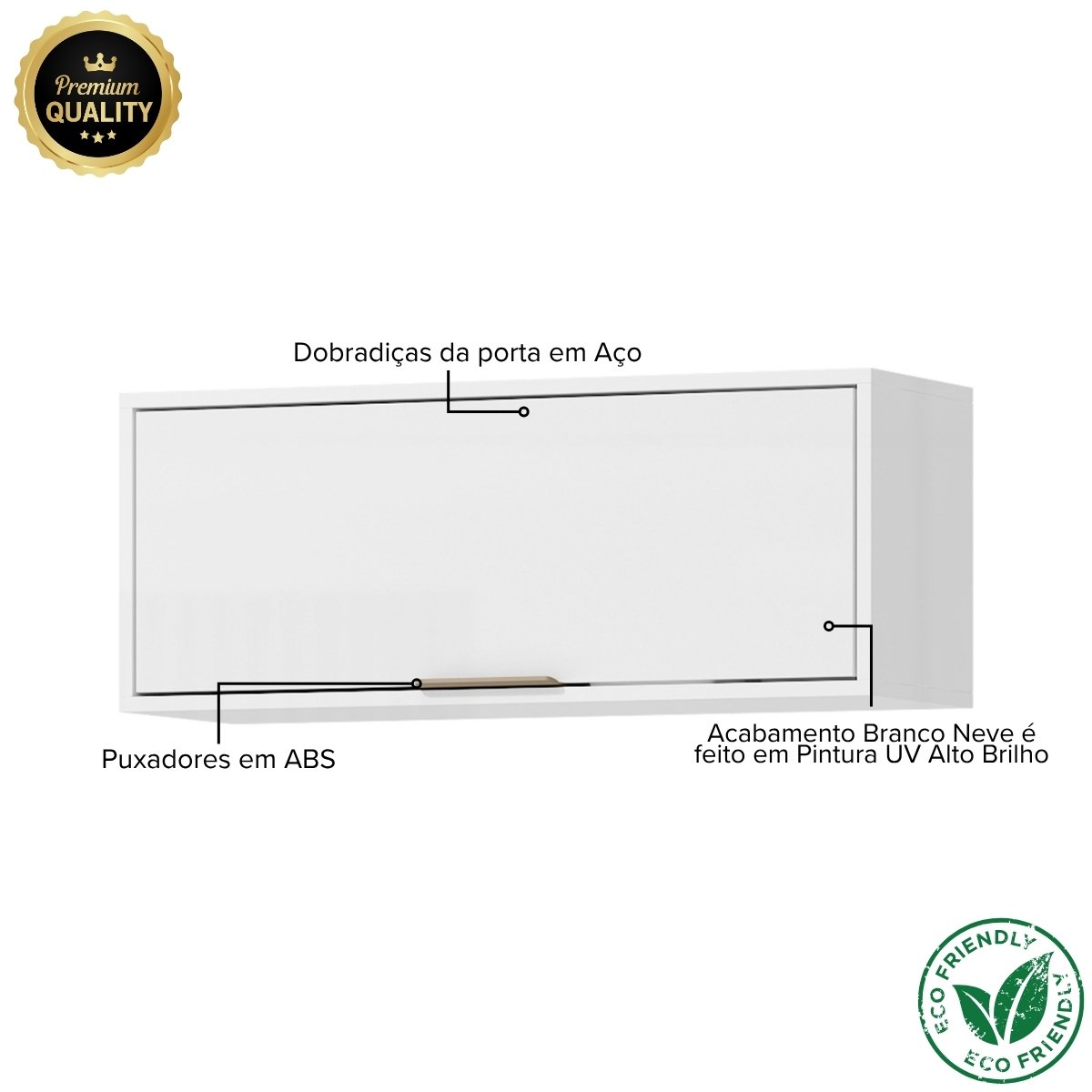 Módulo de Cozinha Aéreo Gabinete 1 Porta - Glória Branco Neve