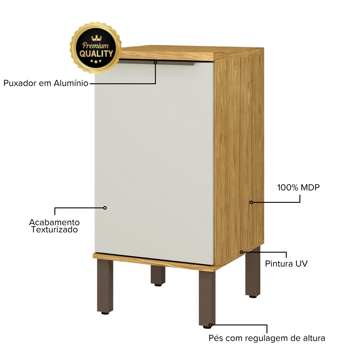 Módulo de Cozinha Balcão 1 Porta 40cm - Verace Marrocos/Off White