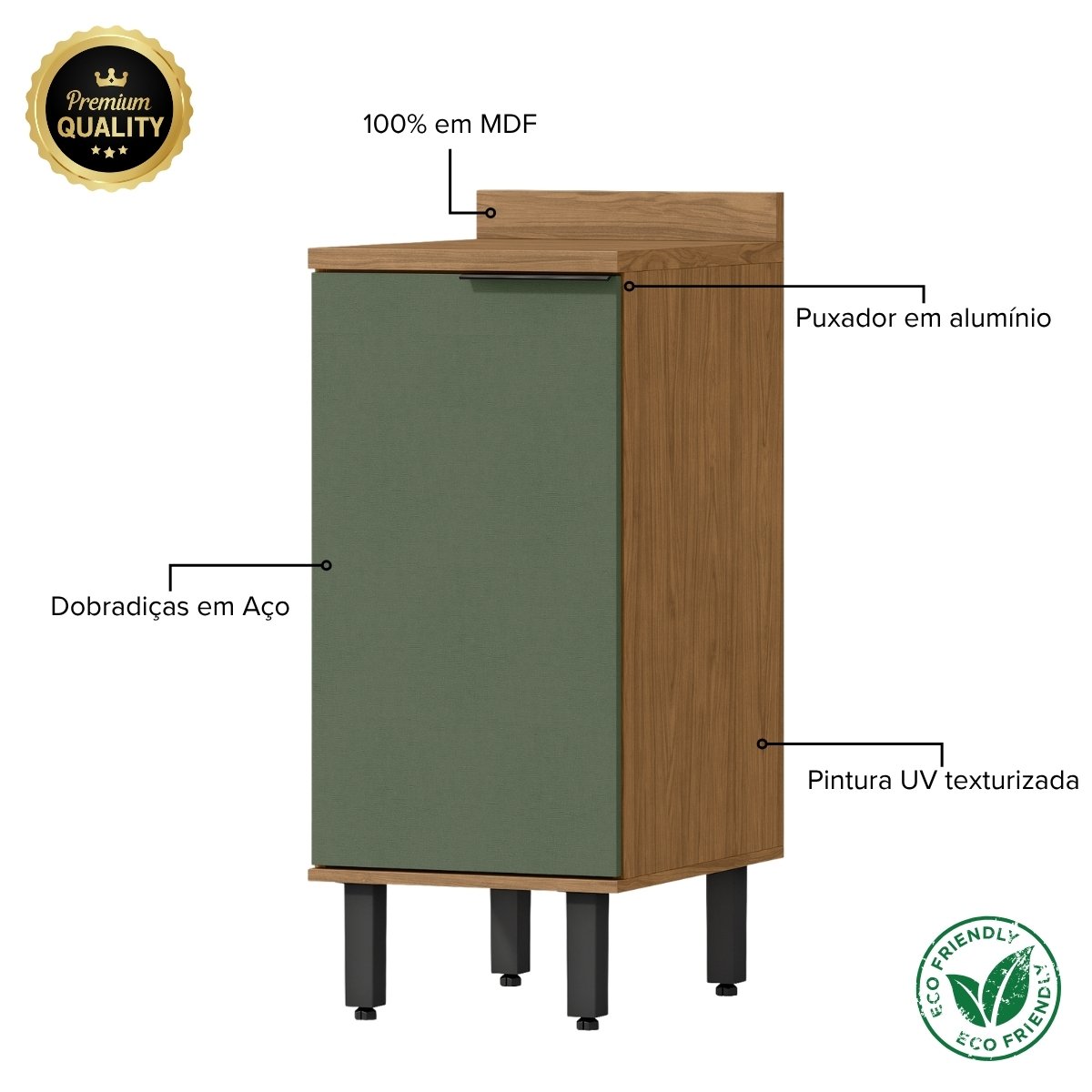 Módulo de Cozinha Balcão 40cm com Porta - Toscana Freijó / Jade