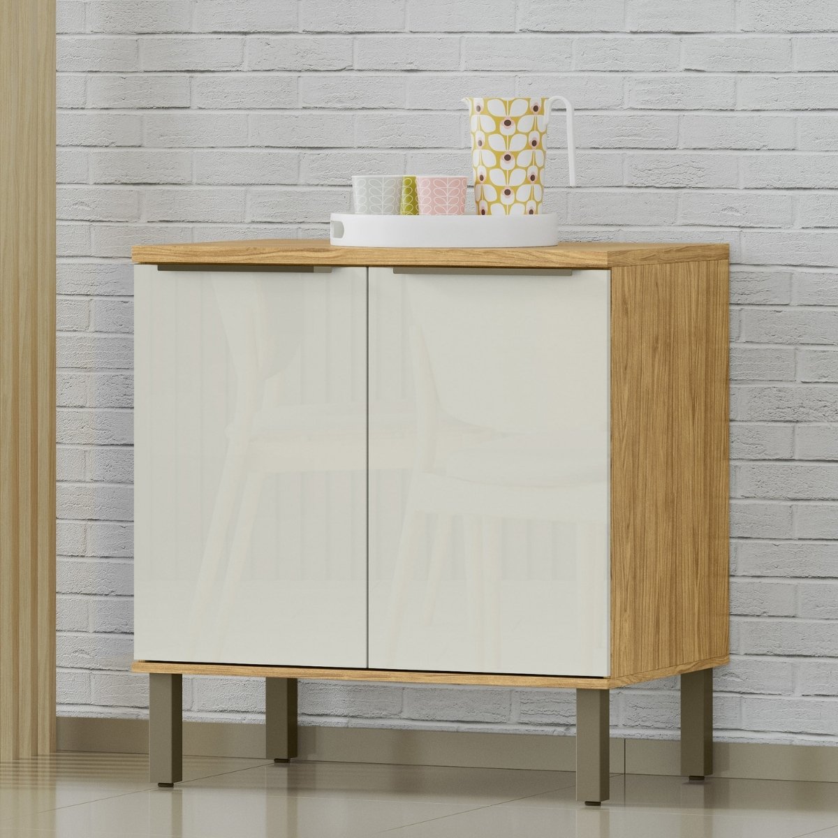 Módulo de Cozinha Balcão Armário 2 Portas 80cm - Verace Marrocos/Off White