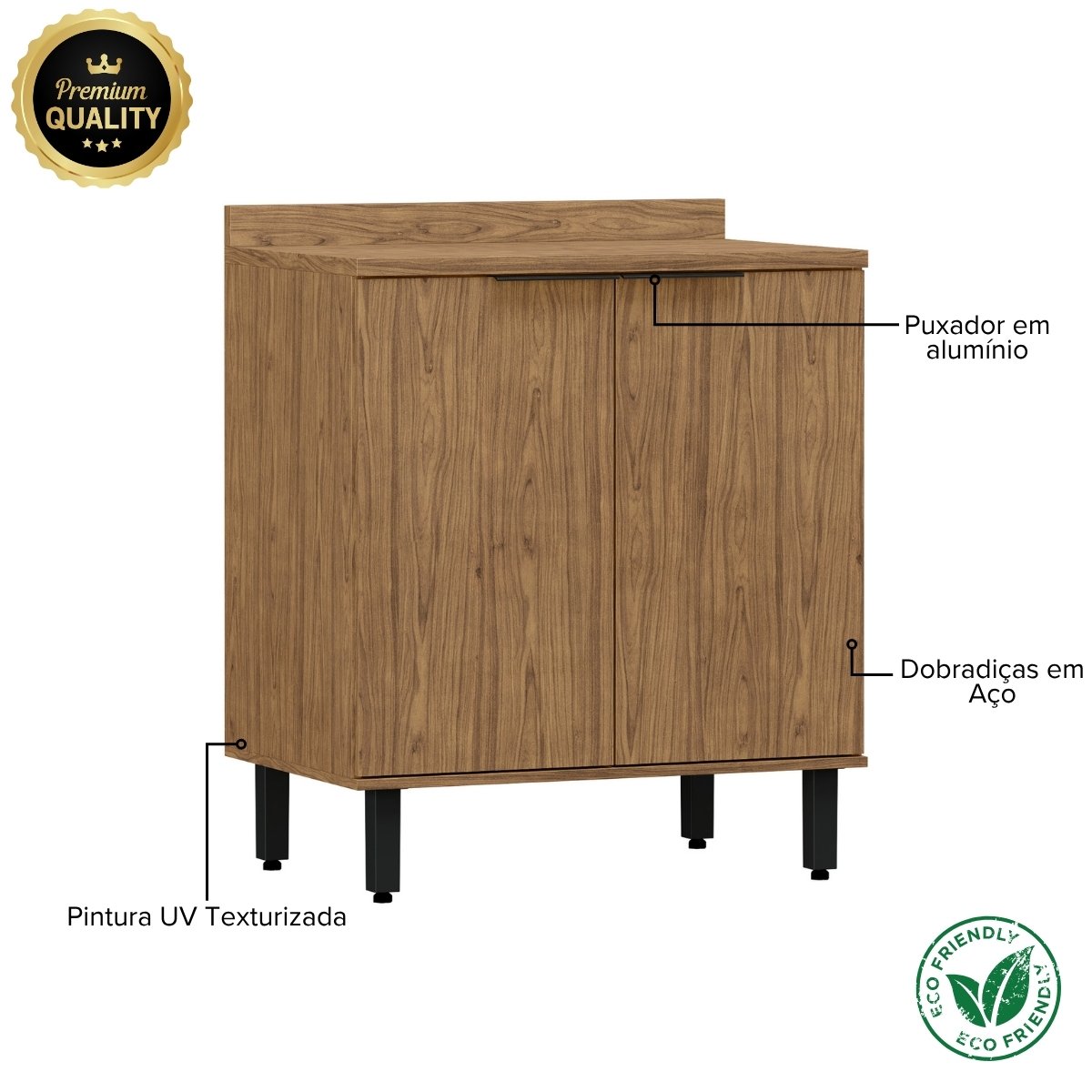 Modulo de Cozinha Balcão de Pia 80cm 2 Portas - Toscana Freijó