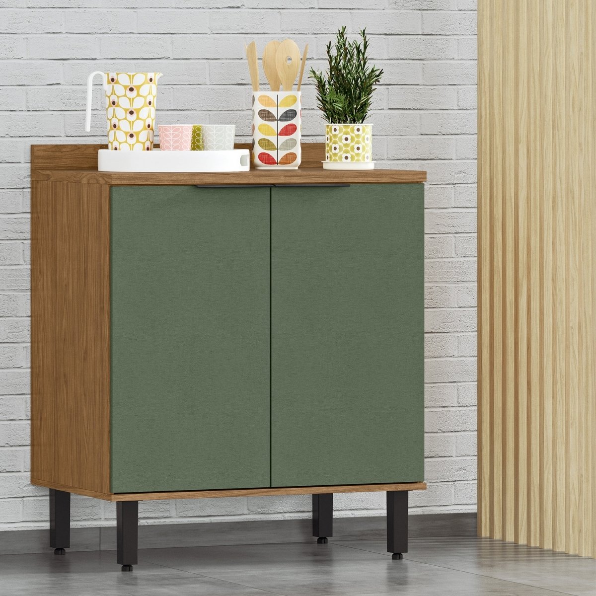 Modulo de Cozinha Balcão de Pia 80cm 2 Portas - Toscana Freijó/Jade