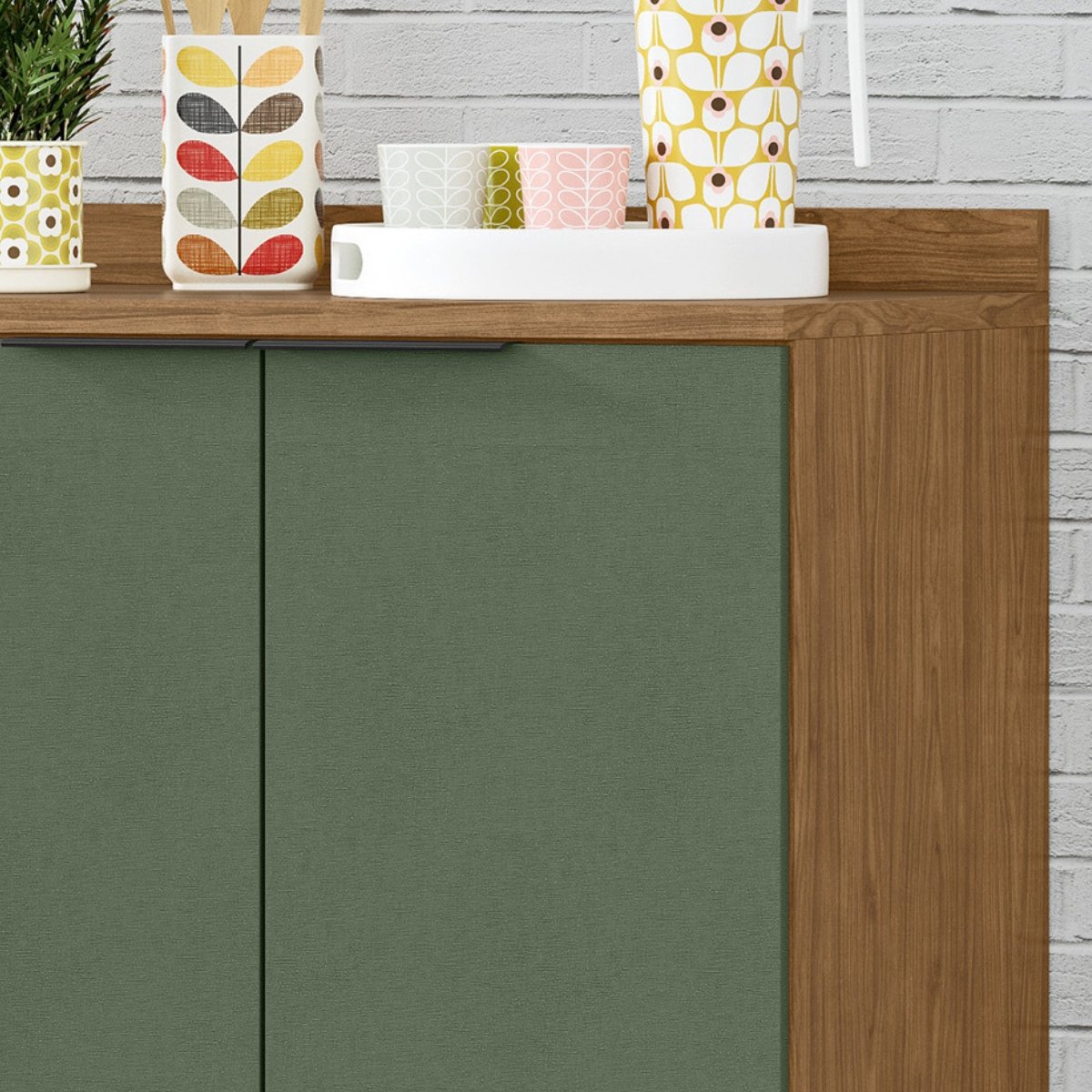 Modulo de Cozinha Balcão de Pia 80cm 2 Portas - Toscana Freijó/Jade