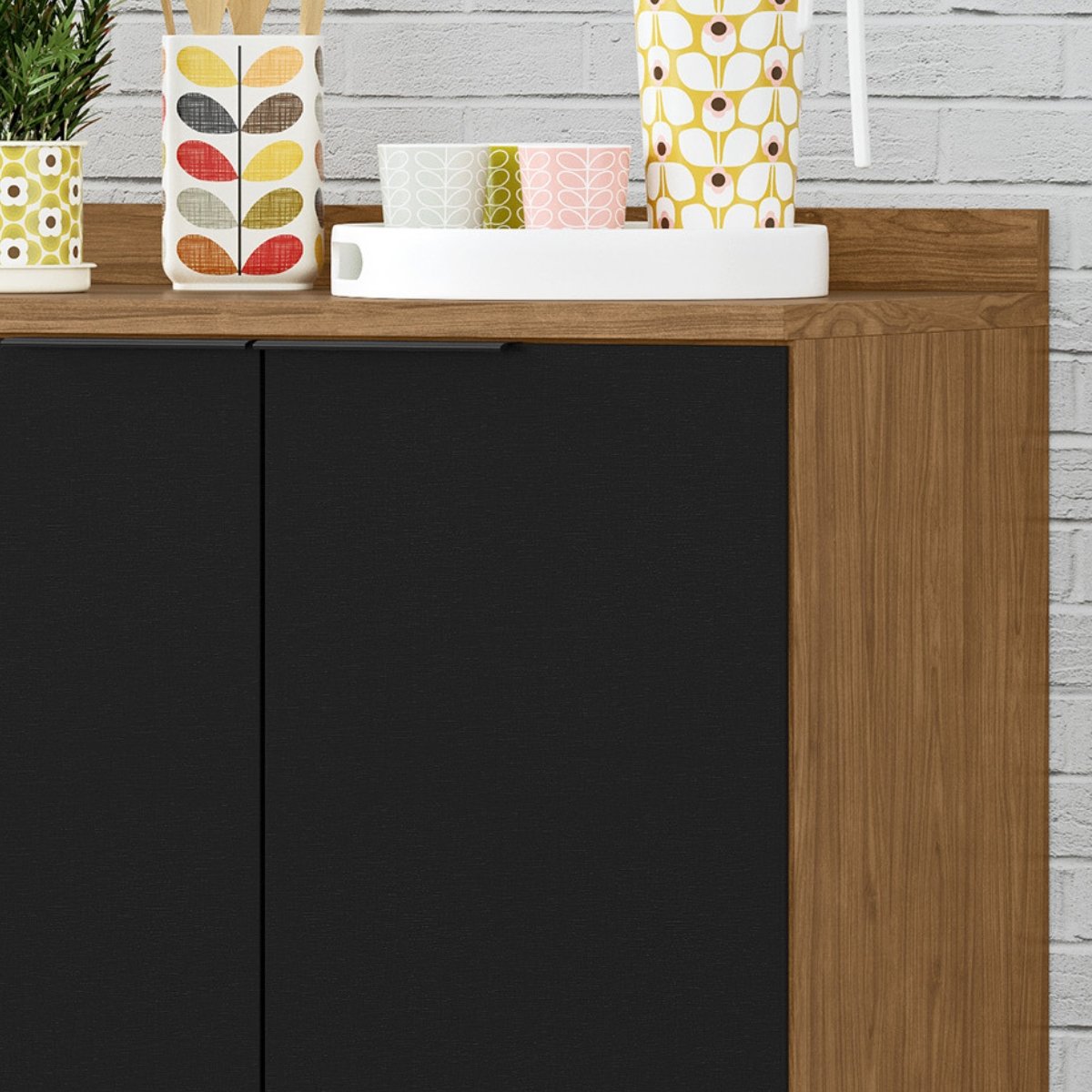 Modulo de Cozinha Balcão de Pia 80cm 2 Portas - Toscana Freijó/Nero