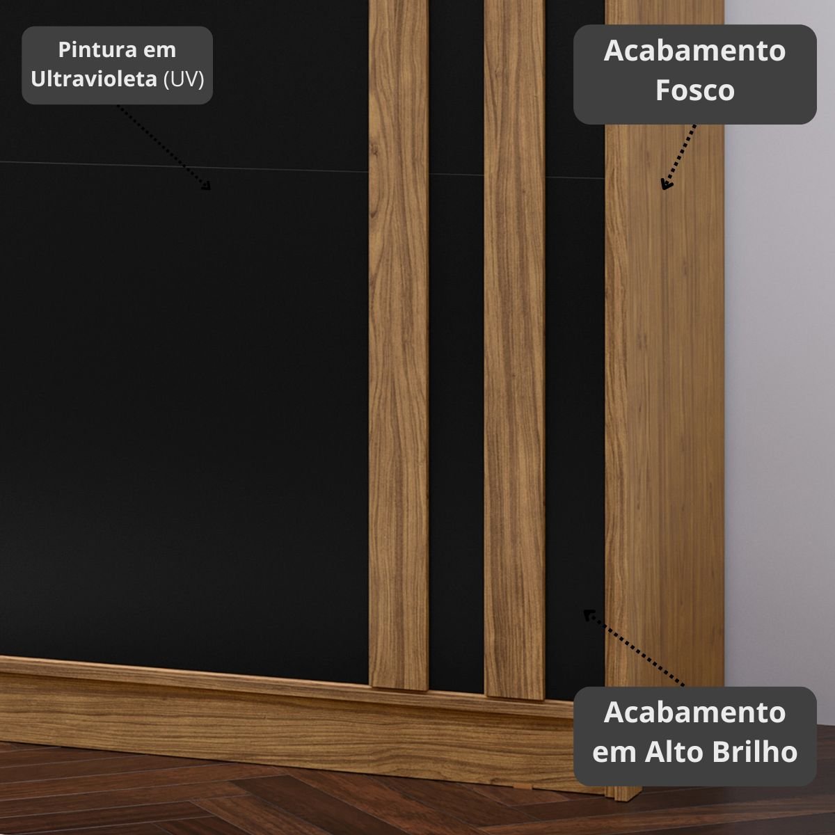 Roupeiro Seul 2 Portas Deslizantes 100% MDF Freijó/Nero