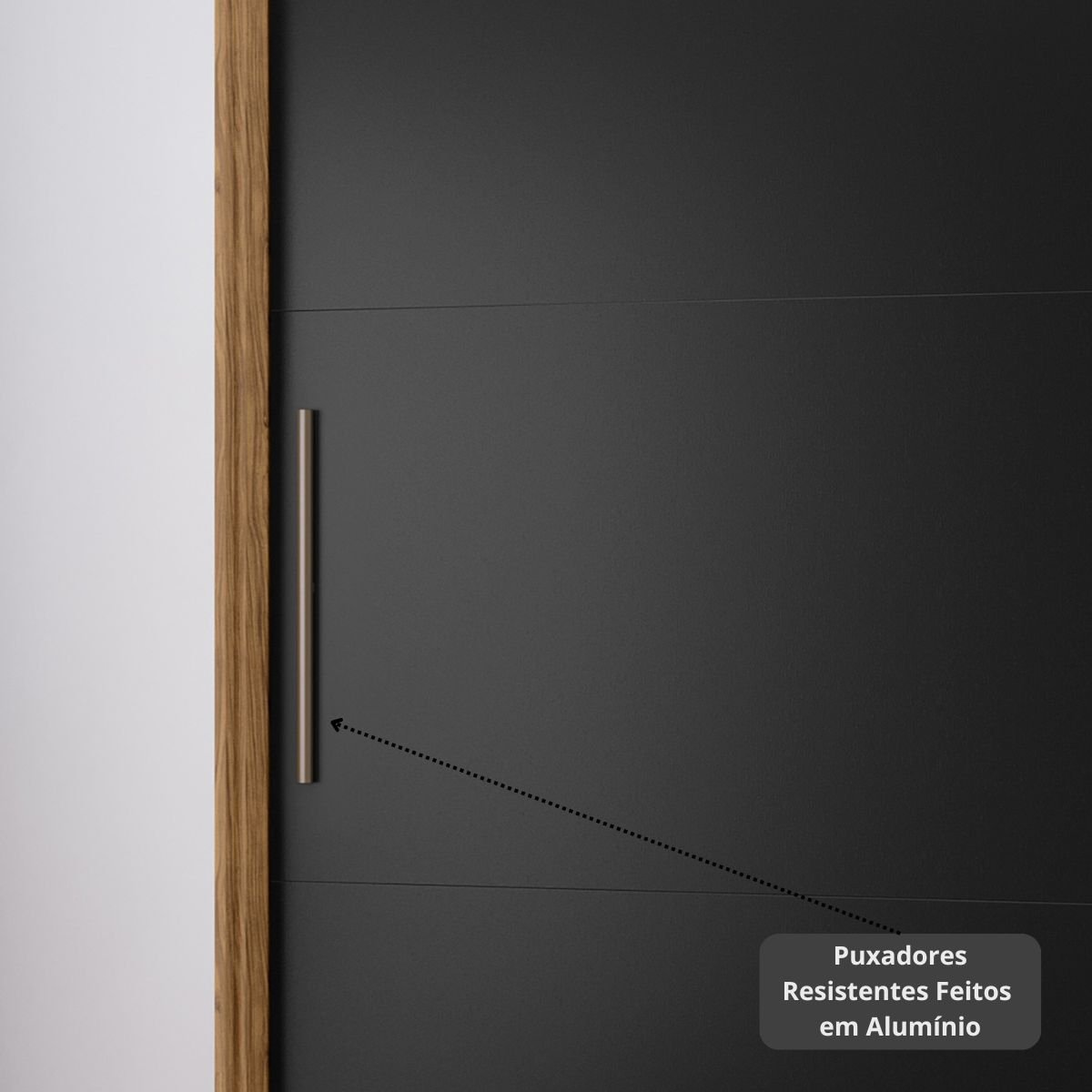 Roupeiro Seul 2 Portas Deslizantes 100% MDF Freijó/Nero