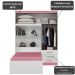 Roupeiro com Cama Lisboa 4 Portas Branco/Pink