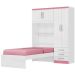 Roupeiro com Cama Lisboa 4 Portas Branco/Pink