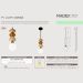 3 Pendentes Verticais de Madeira com Corda Jaspe com Lampada