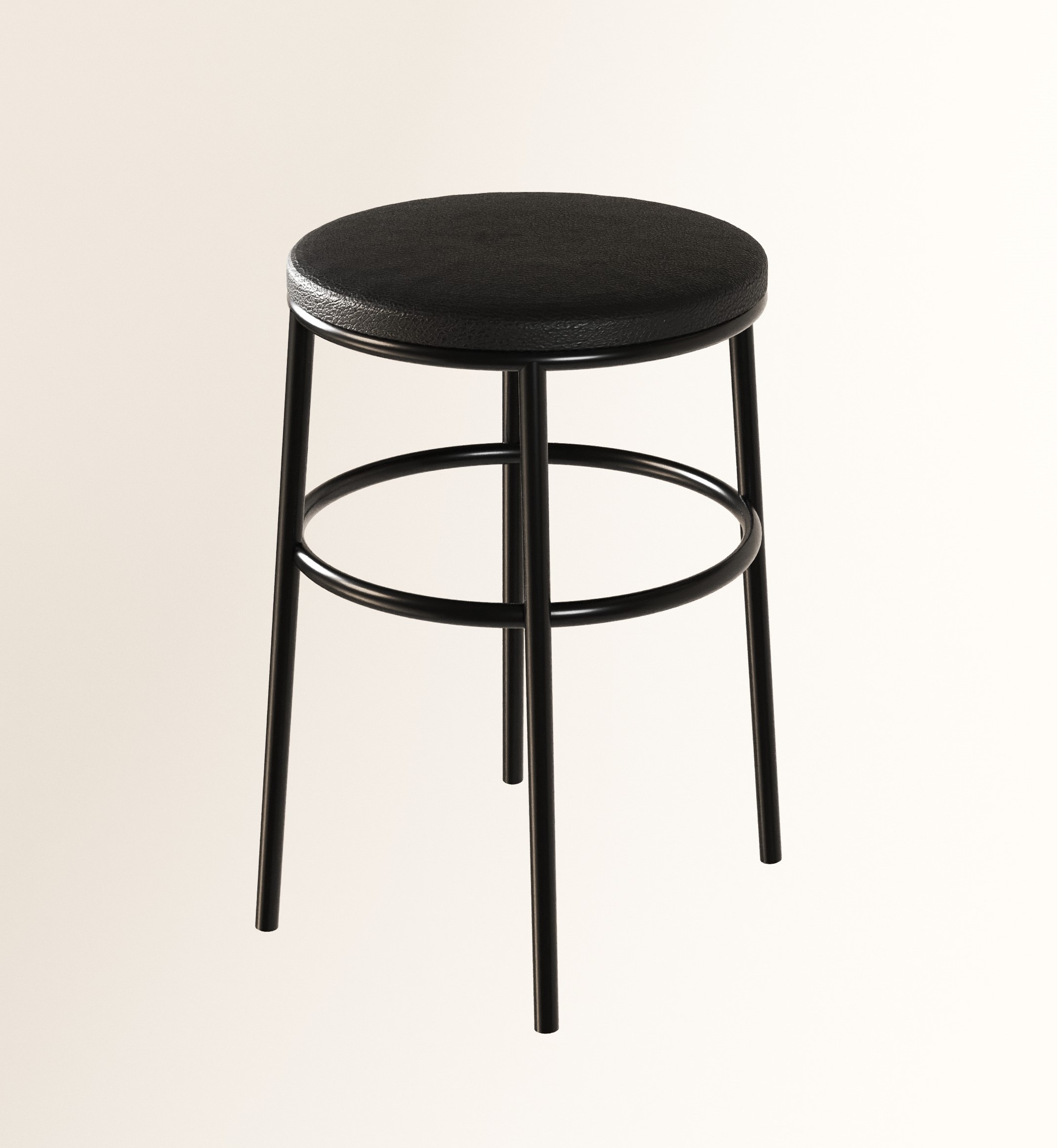 Banqueta Itália Redonda Estofada 65cm Aço Preto e Corino Impermeável - para Cozinha e Bar