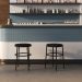 Banqueta Itália Redonda Estofada 65cm Aço Preto e Corino Impermeável - para Cozinha e Bar