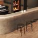 Banqueta Itália Redonda Estofada 65cm Aço Preto e Corino Impermeável - para Cozinha e Bar