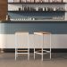 Banqueta em Aço Alta Industrial com Assento de Madeira Maciça 75cm Branco