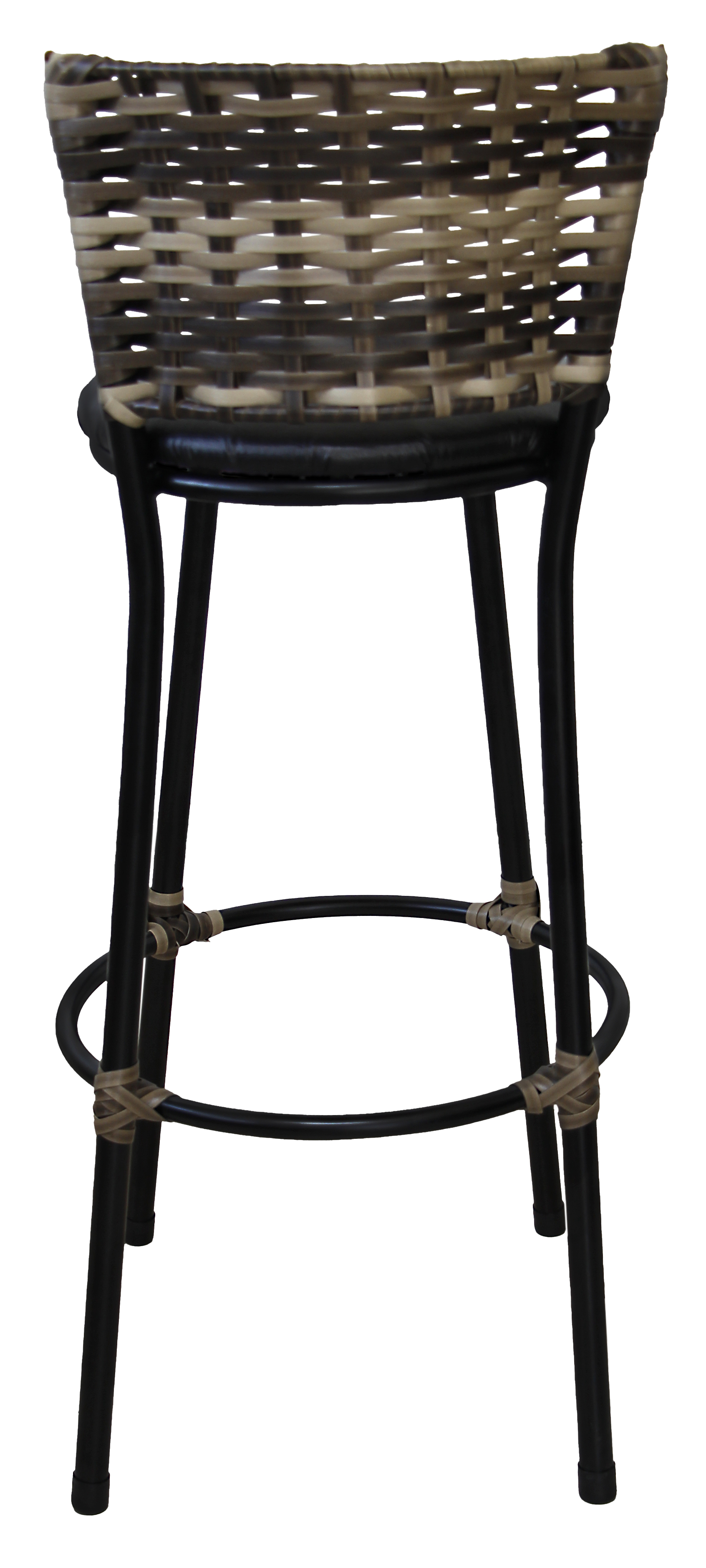 Conjunto 2 Banqueta Alta com Encosto Junco Cappuccino, Aço Carbono, Assento Estofado D28