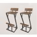 Kit 2 Banqueta Z Alta 95cm Bistrô Madeira Maciça e Aço Carbono Design Industrial - MadeiLed