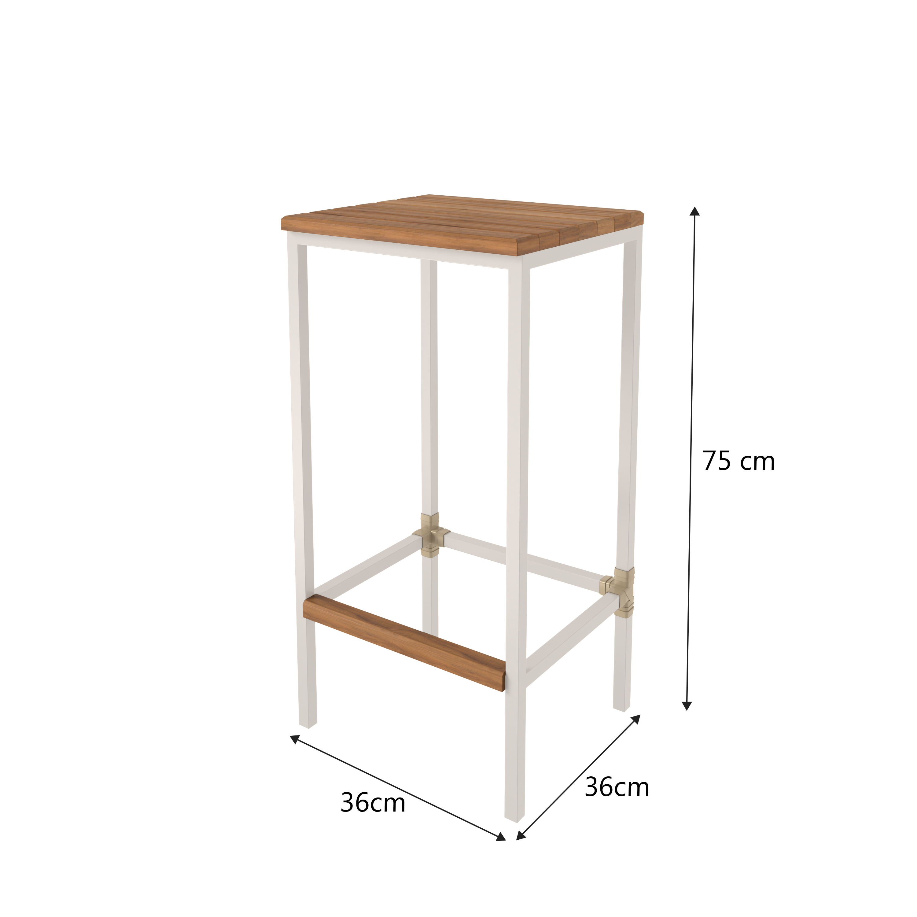 Kit 2 Banqueta em Aço Alta Industrial com Assento de Madeira Maciça 75cm - Branca