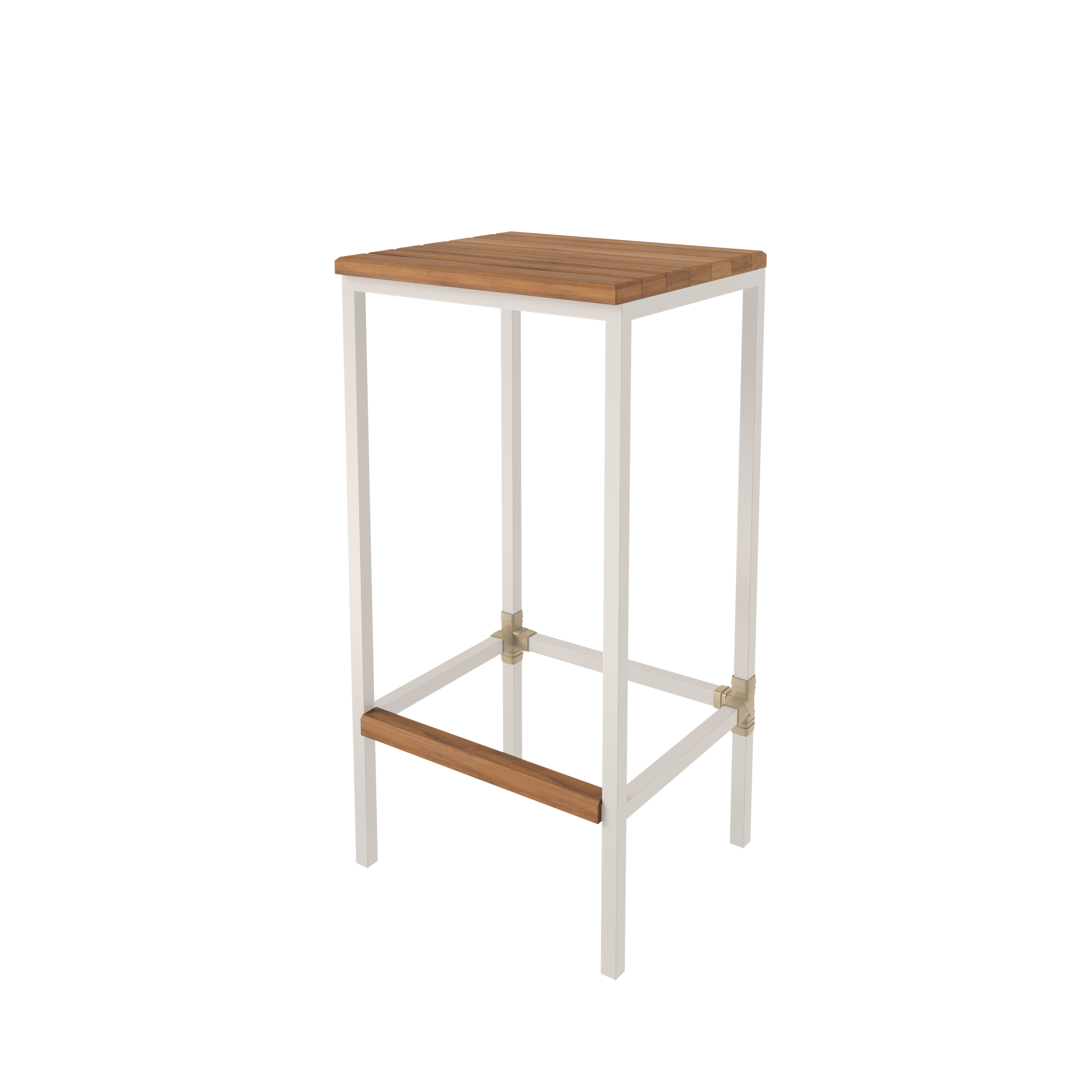 Kit 2 Banqueta em Aço Alta Industrial com Assento de Madeira Maciça 75cm - Branca