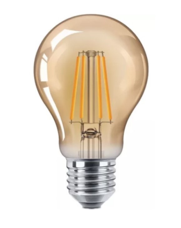 Kit 3 Lâmpada de Filamento LED A60 4W Âmbar 2200K Bivolt Retrô Vintage