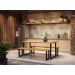 Kit Mesa de Jantar com Banco Madeira Maciça de Demolição Pés de Ferro Design Industrial - 180x80 cm