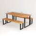 Kit Mesa de Jantar com Banco Madeira Maciça de Demolição Pés de Ferro Design Industrial - 180x80 cm