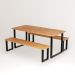 Kit Mesa de Jantar com Banco Madeira Maciça de Demolição Pés de Ferro Design Industrial - 180x80 cm