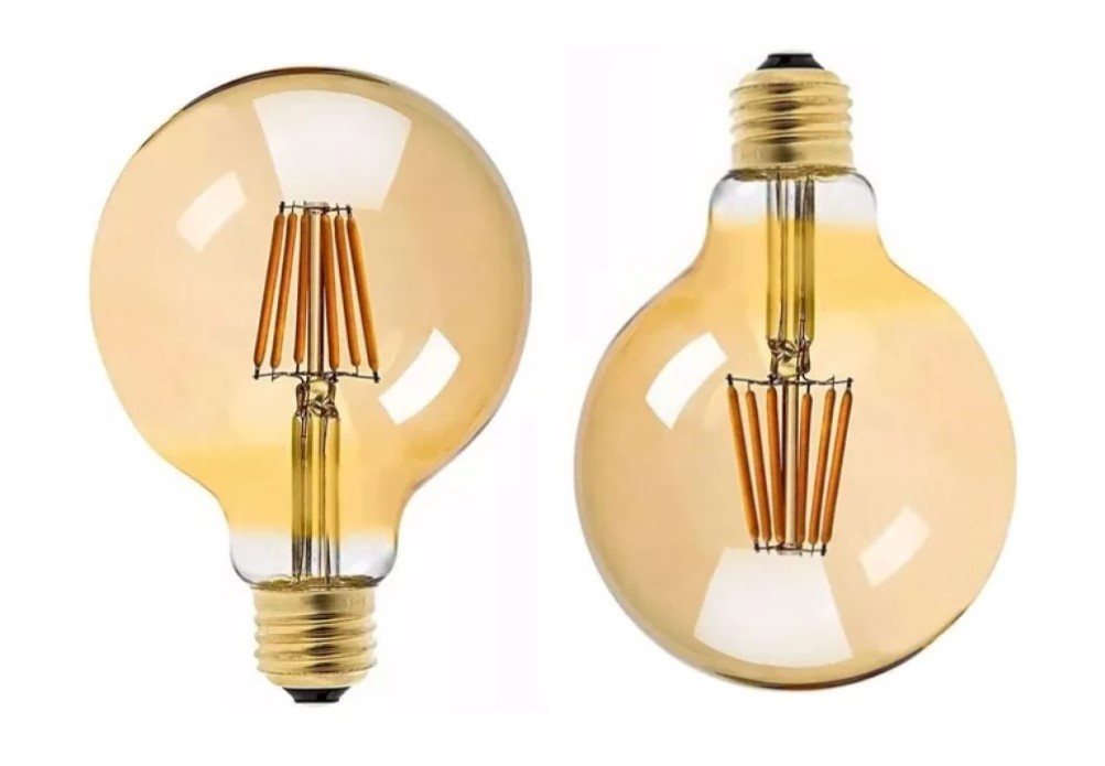 Lâmpada LED Filamento Globo G95 4W Ambar 2200K 2 Unidades, Iluminação Decorativa Vintage
