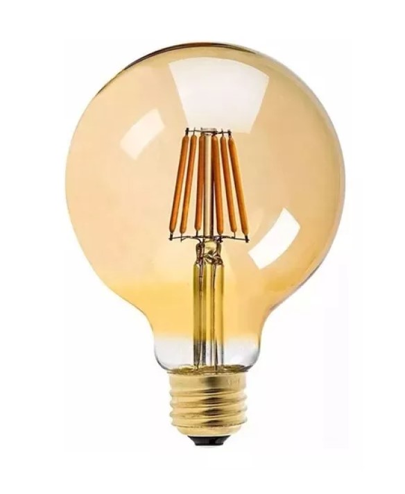 Lâmpada LED Filamento Globo G95 4W Ambar 2200K 2 Unidades, Iluminação Decorativa Vintage
