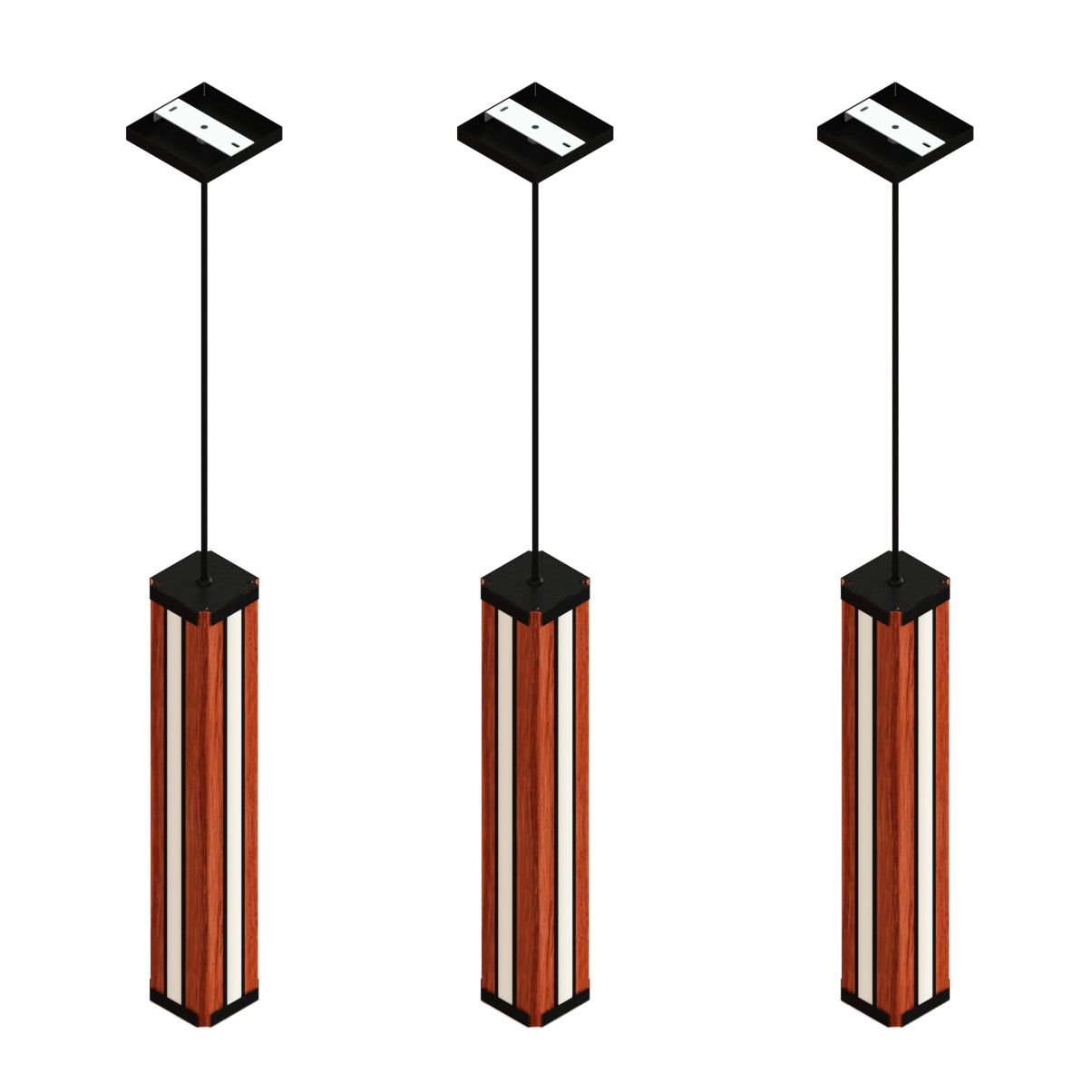 Luminária Pendente Centro Esmeralda Madeira Maciça Led 36w