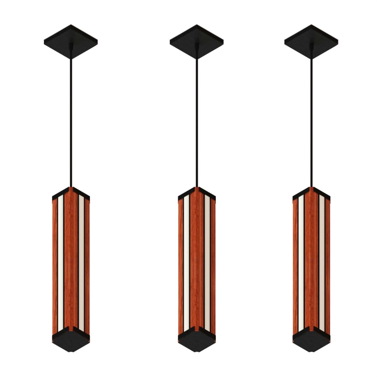 Luminária Pendente Centro Esmeralda Madeira Maciça Led 36w