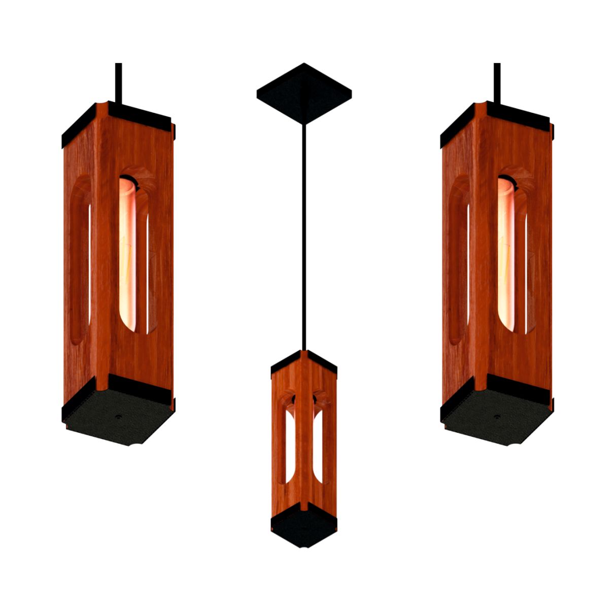Luminária Pendente Indiana Moderno em Madeira com Lâmpada T30