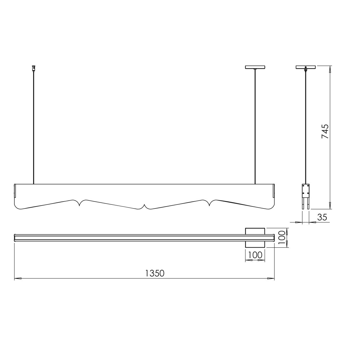 Luminária Pendente LED Horizontal Paris em Madeira de Demolição