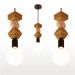 Luminária Pendente Led Opala Madeira Cabo Pp Soquete E27