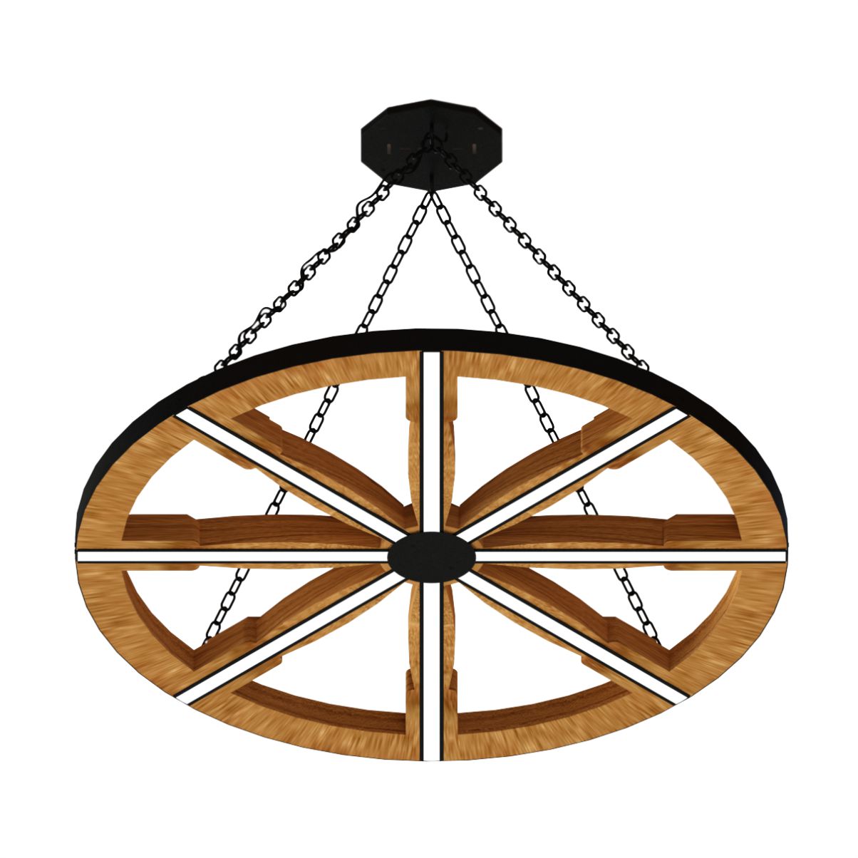 Luminária Pendente Ohio Led 50w Roda Madeira Maciça Rústico