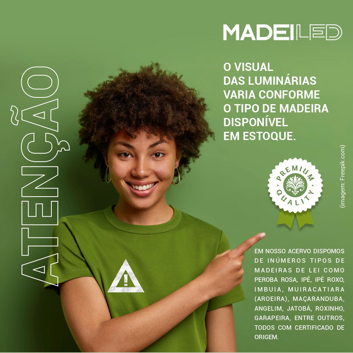 Luminária Teto Led Granada 36w Madeira Maciça
