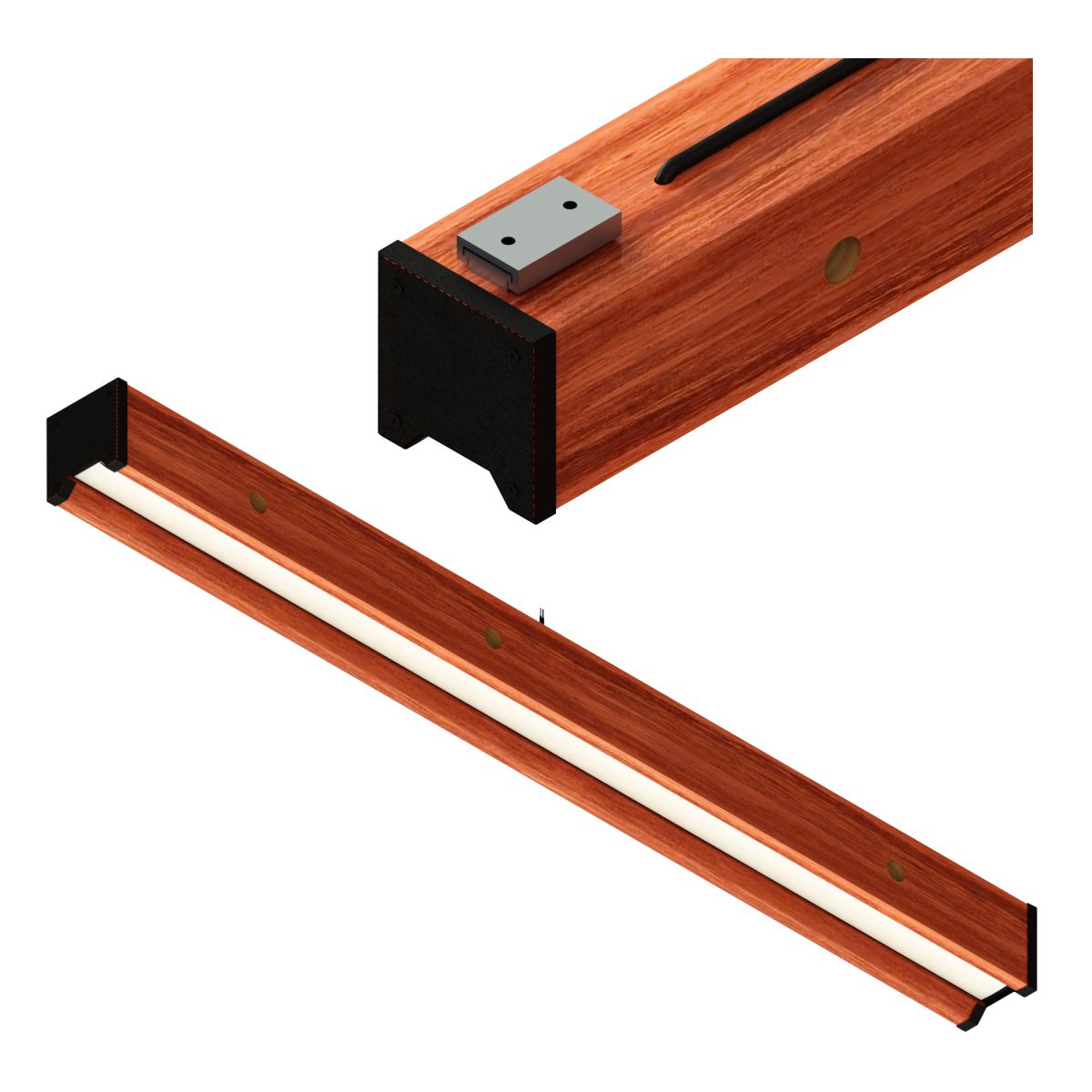 Luminária de Teto Led Rubi 36w 4000lm Madeira Maciça