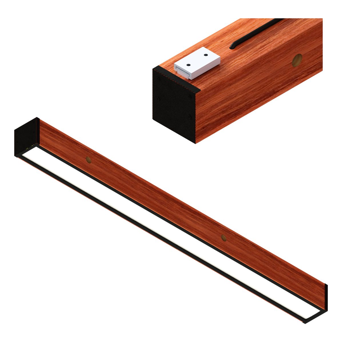 Luminária de Teto Led Safira 36w 4000lm Madeira Maciça