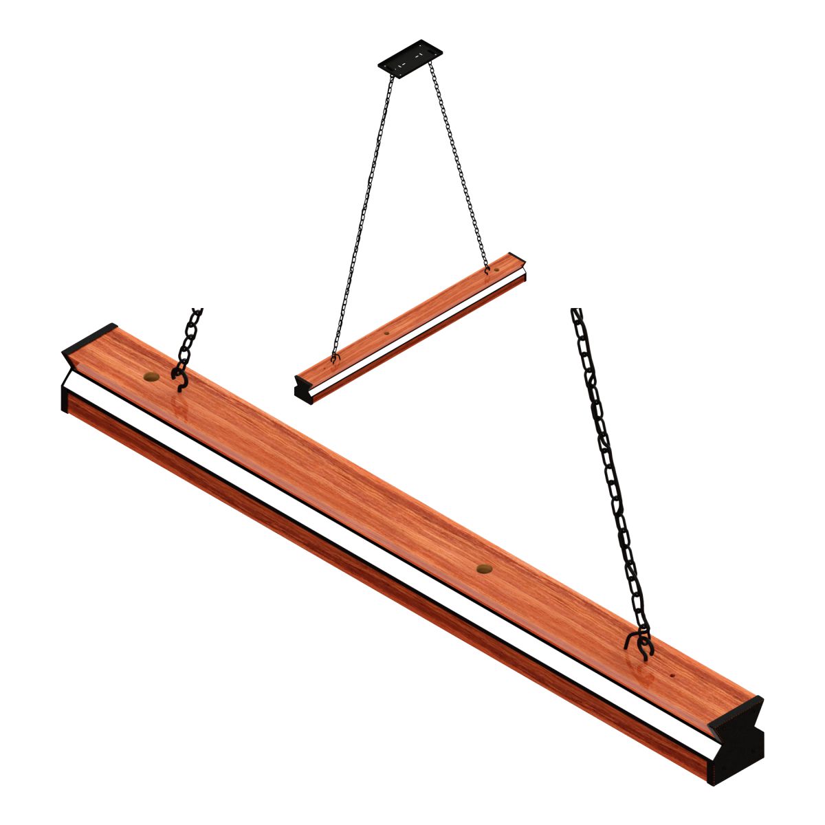 Luminaria Madeira Pendente Led Turquesa 36w 4000lm Corrente