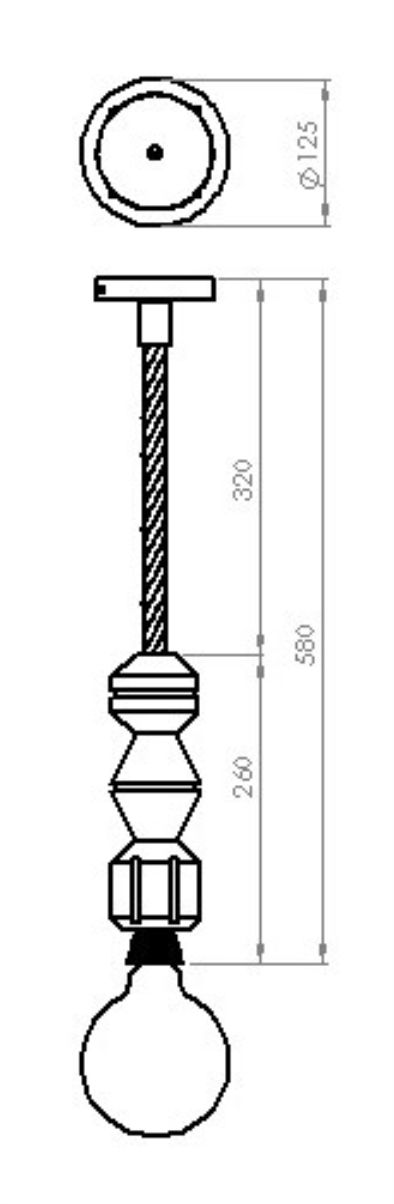 Luminaria Pendente Vertical Madeira Corda Jaspe Rosca E27