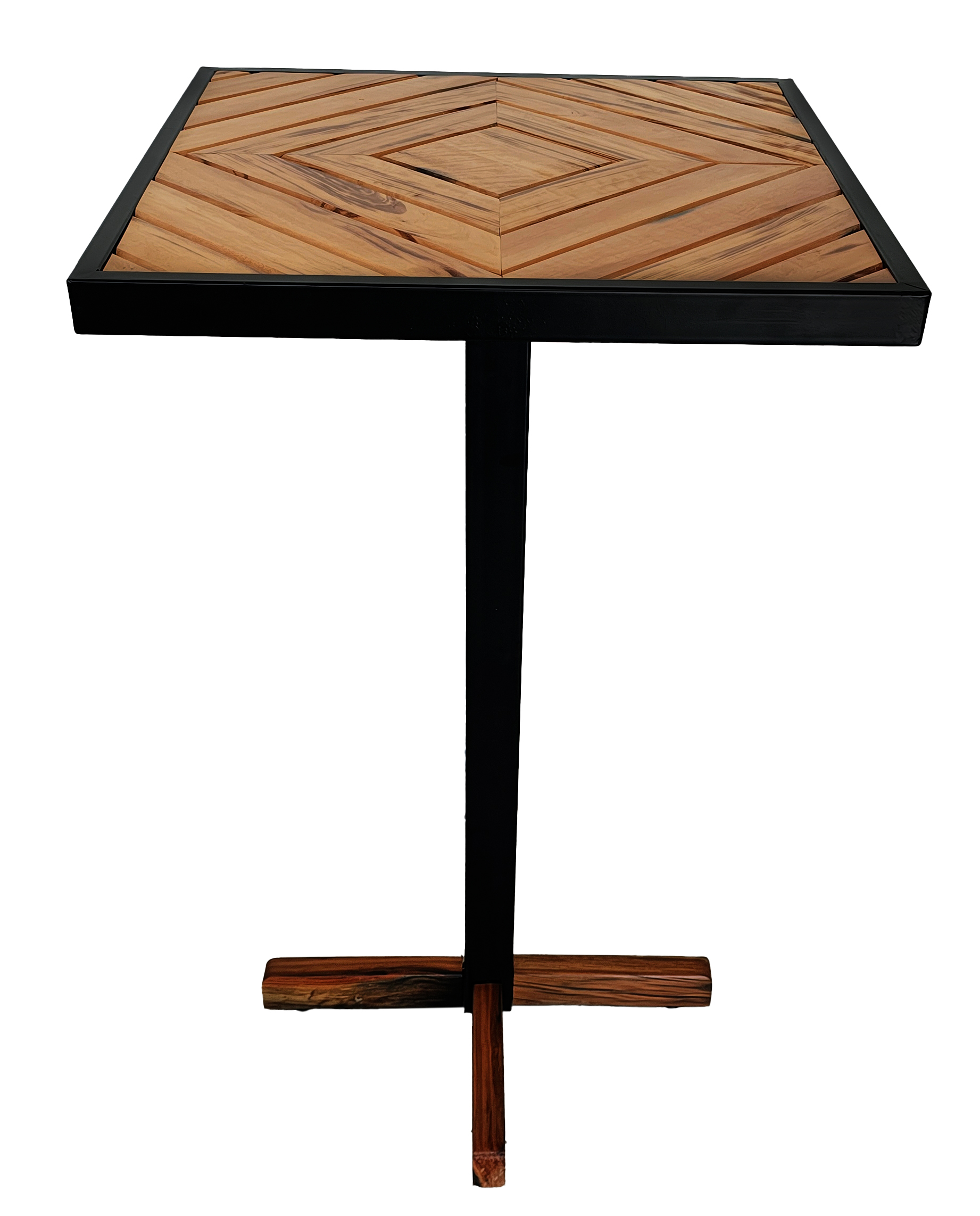 Mesa Bistrô Europa em Madeira Peroba e Estrutura Metálica - Elegância para Ambientes Modernos