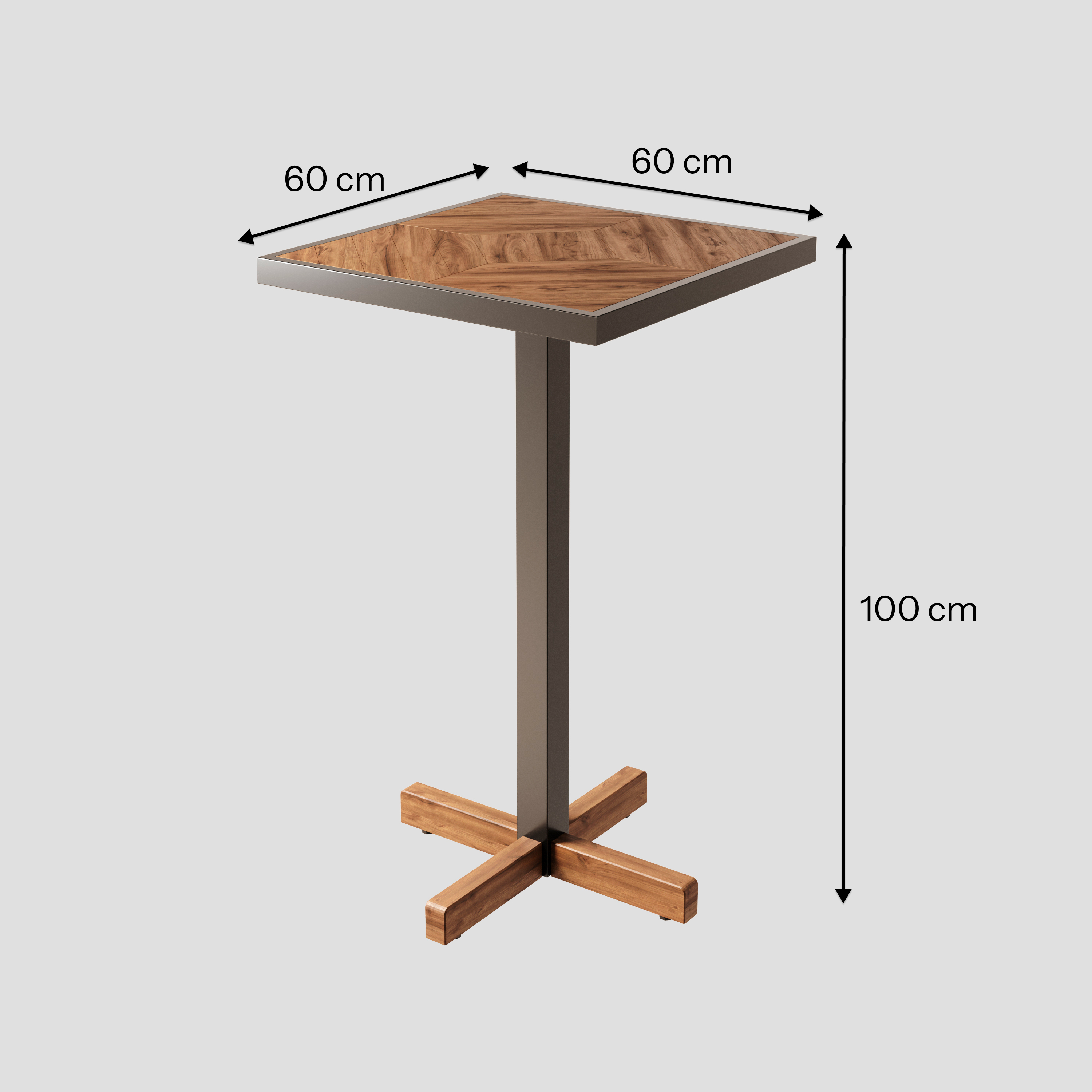 Mesa Bistrô Europa em Madeira Peroba e Estrutura Metálica - Elegância para Ambientes Modernos