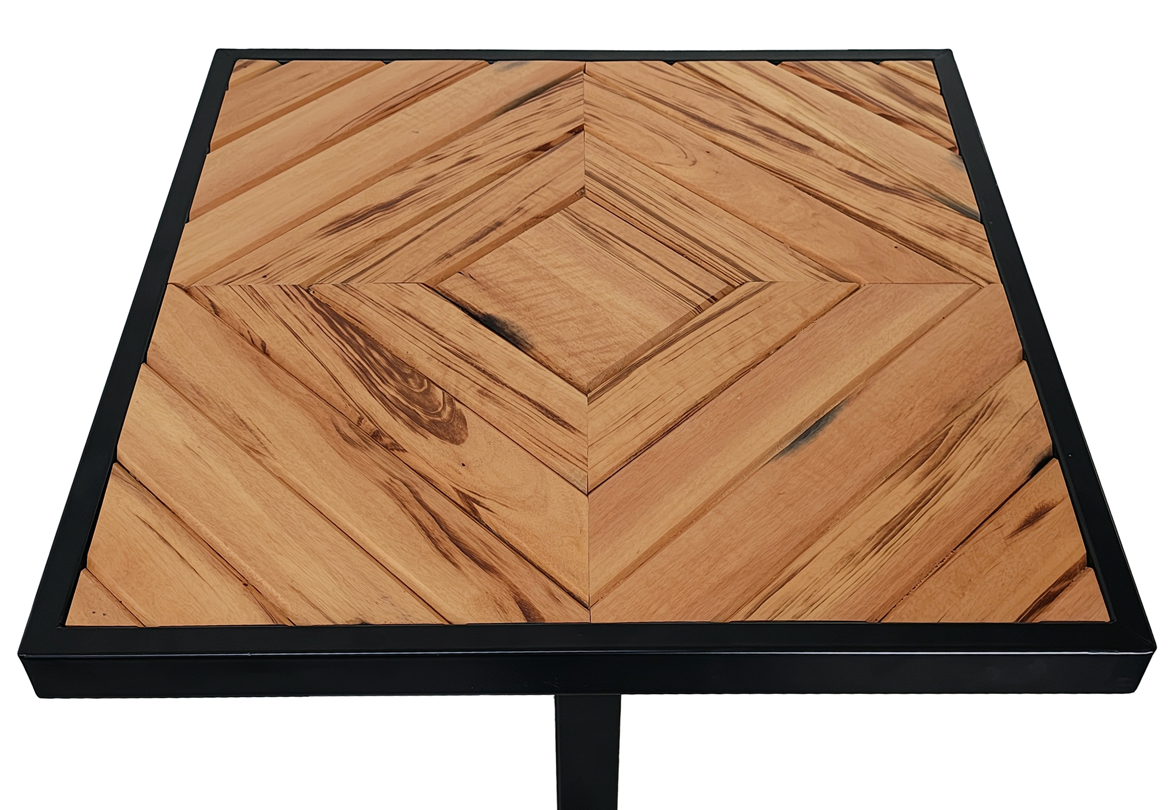 Mesa Bistrô Europa em Madeira Peroba e Estrutura Metálica - Elegância para Ambientes Modernos