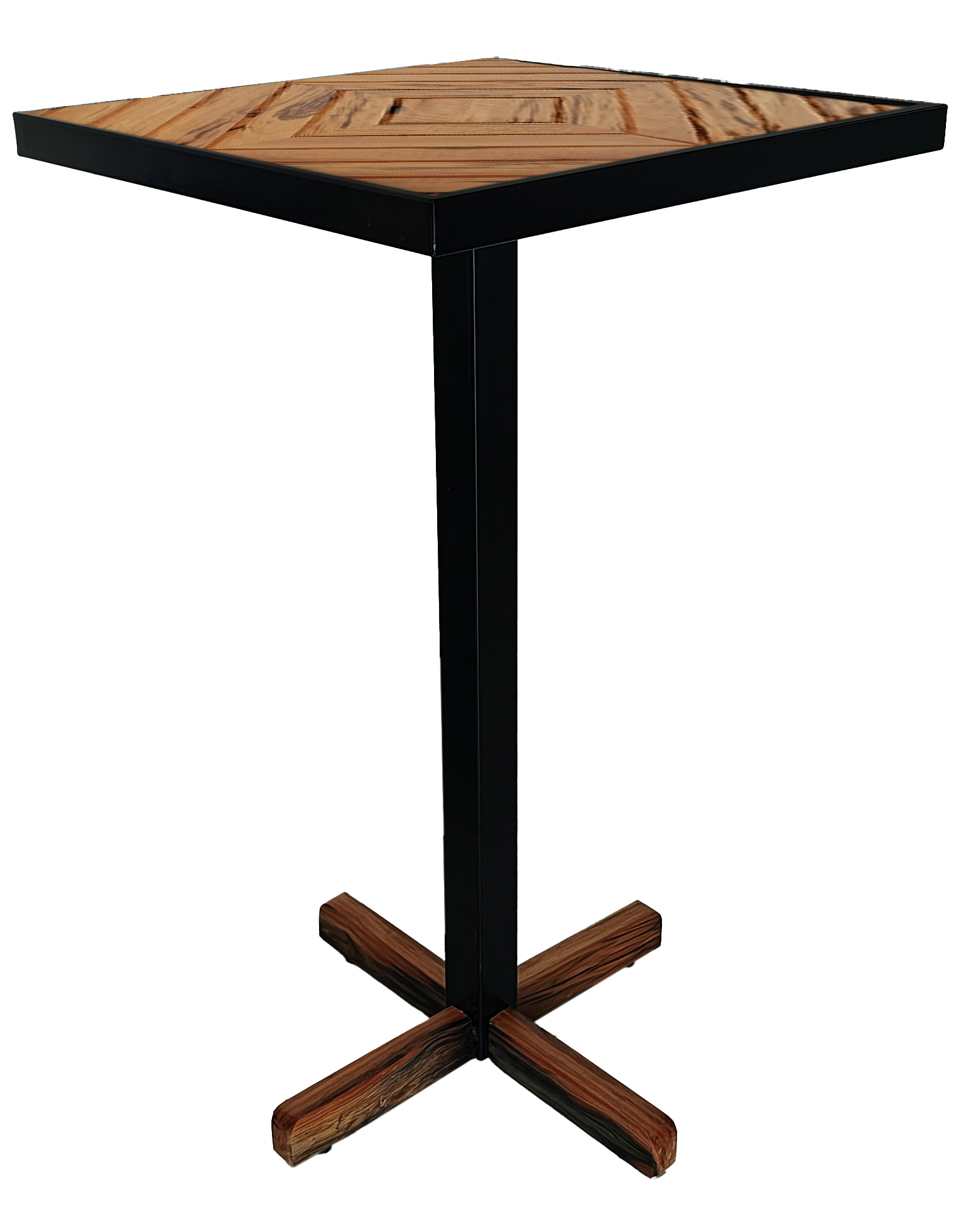 Mesa Bistrô Europa em Madeira Peroba e Estrutura Metálica - Elegância para Ambientes Modernos