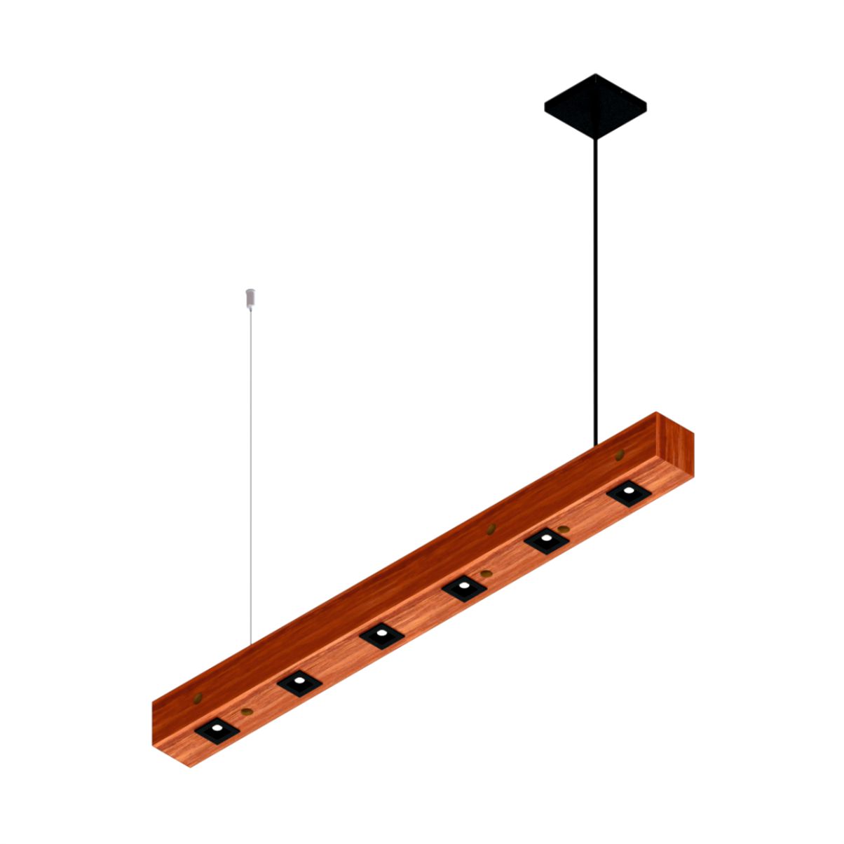 Pendente Horizontal Perseu 12w com 6 Spots Led Madeira