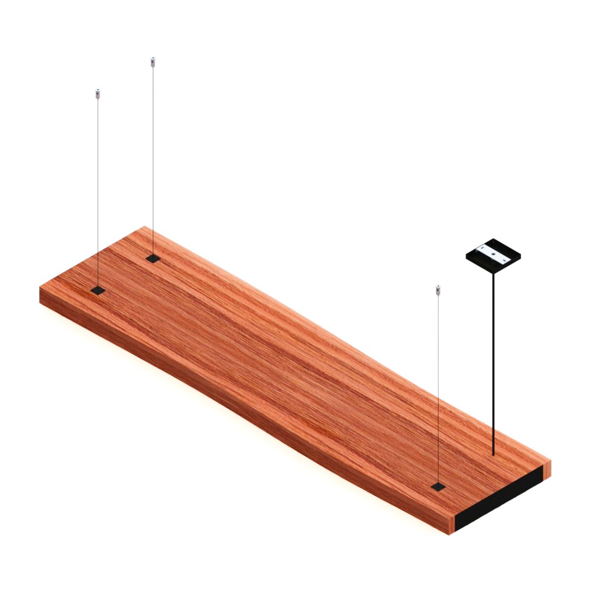 Pendente Led Alpha 72w 8000lm Prancha de Madeira Maciça
