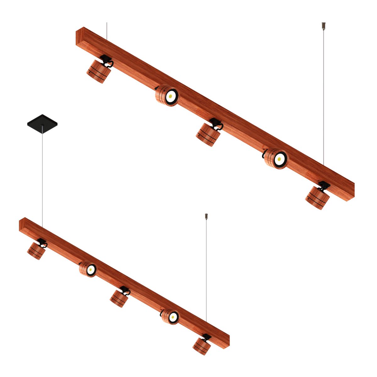 Pendente Led Carolina 35w 3500lm Madeira Maciça Spot