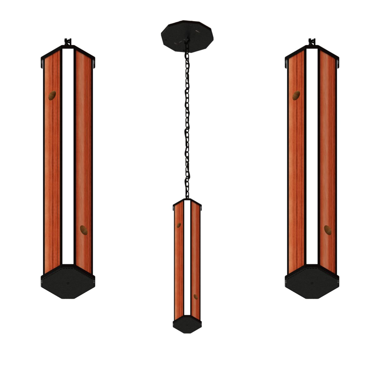 Pendente Led Esmeralda de Madeira Canto 36w 4000lm Corrente
